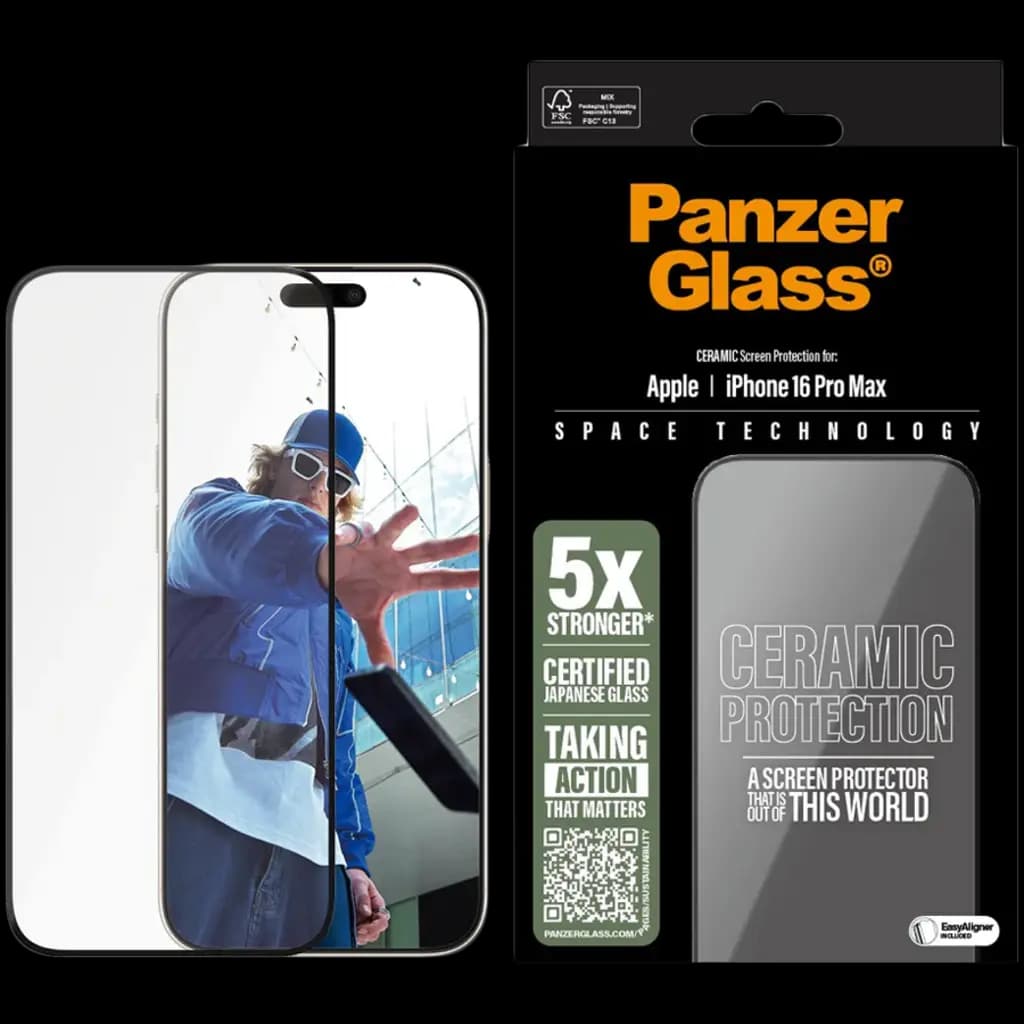 PANZERGLASS Ceramic Screen Protector iPhone 16 Pro Max, Ultra-Wide Fit