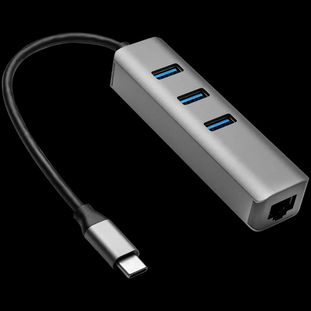 AKYGA Hub USB type C do 3x USB 3.0 Akyga AK-AD-66 z kartą sieciową 10/100/1000 15cm
