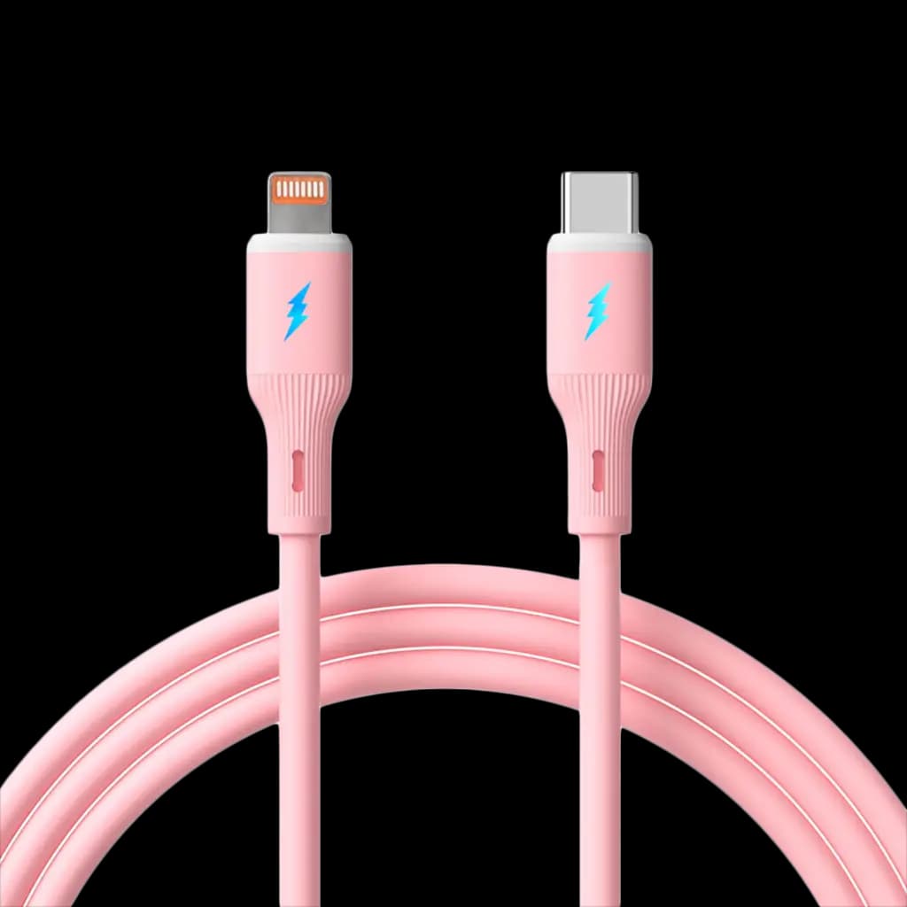 AKYGA Kabel USB Akyga AK-USB-71 USB type C (m) / Lightning (m) ver. 2.0 30W 1m różowy silikonowy