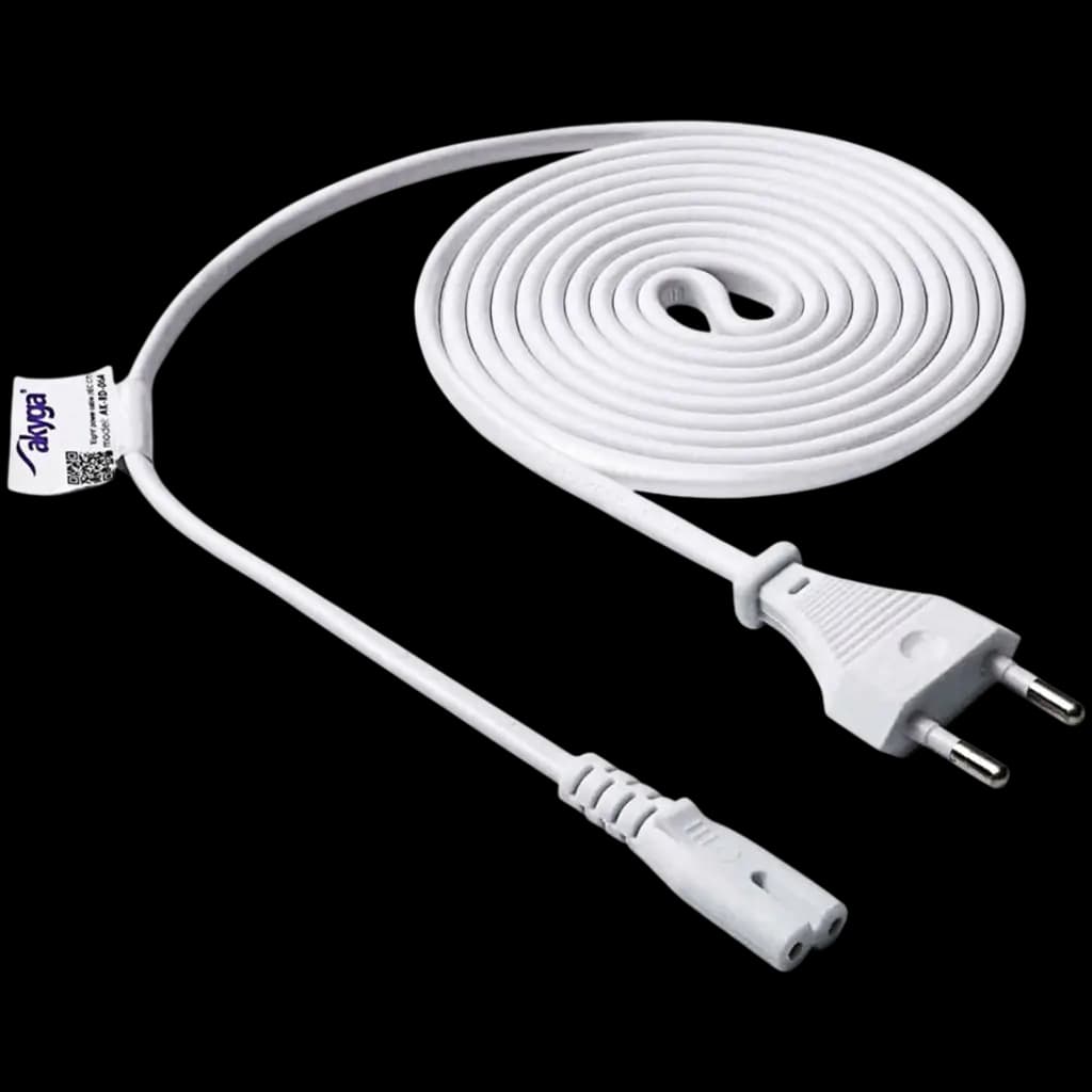 AKYGA Kabel zasilający ósemka Akyga AK-RD-06A CCA 2x0.5mm² CEE 7/16 / IEC C7 1.5 m biały