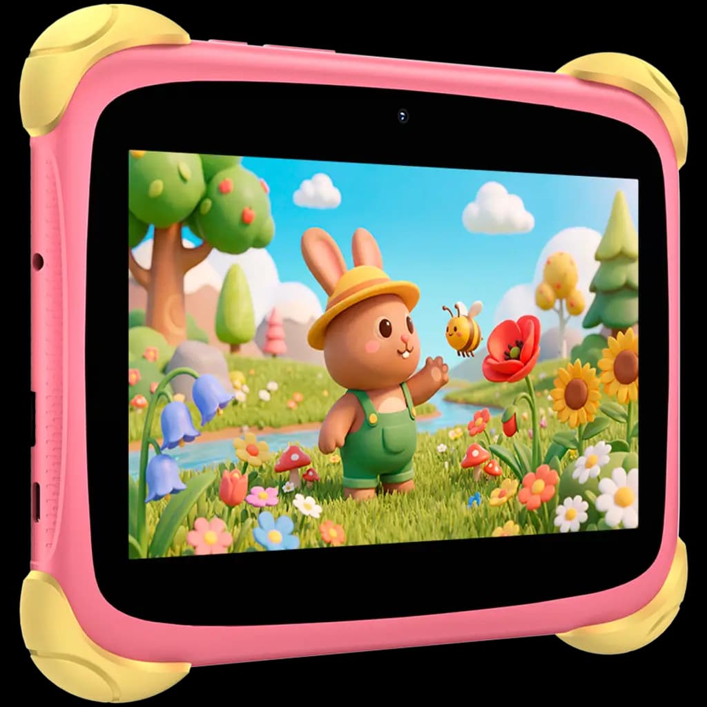 Blackview Link 1 Kids Mini WiFi6 7-inch 1024x600 HD+ 60Hz RK3562 2.0Hz 3GB+32GB 3000mAh Cam 2MP 5MP Stylus glass protector Handle Stand design Android 16 Sweet Pink