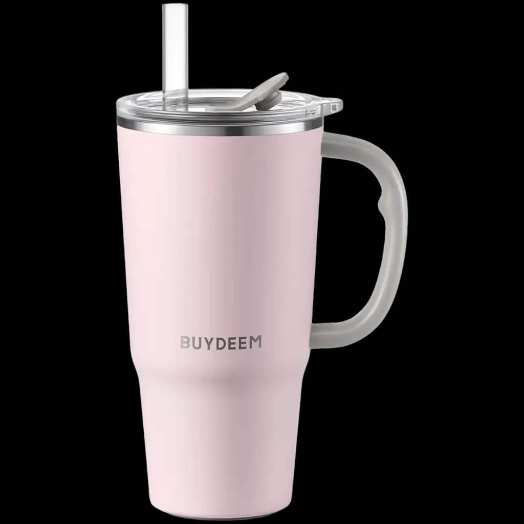 BUYDEEM Kubek termiczny ze słomką 700 ml, DS57, Pink