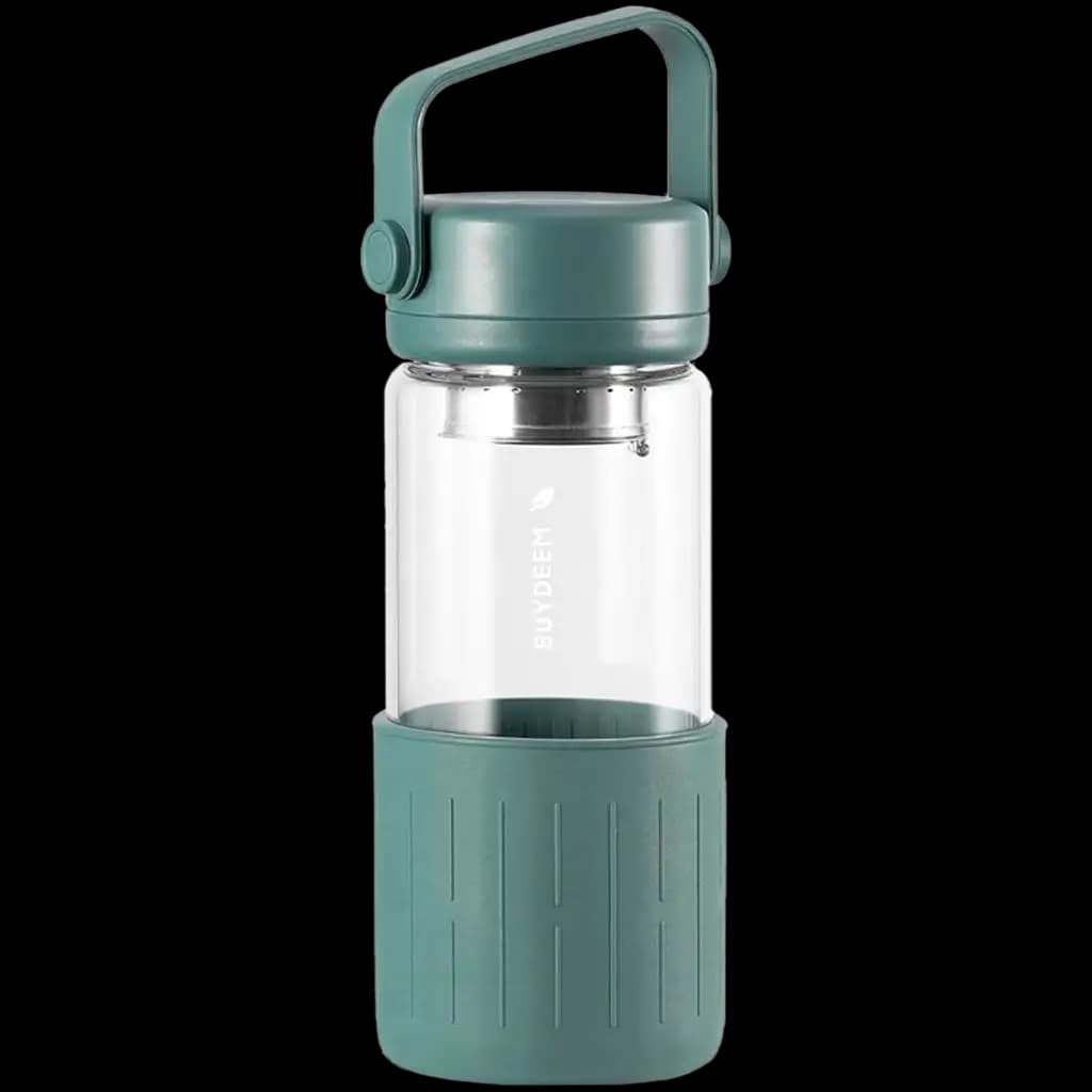 BUYDEEM Szklana butelka z zaparzaczem 300ml, DG42, Cozy Greenish