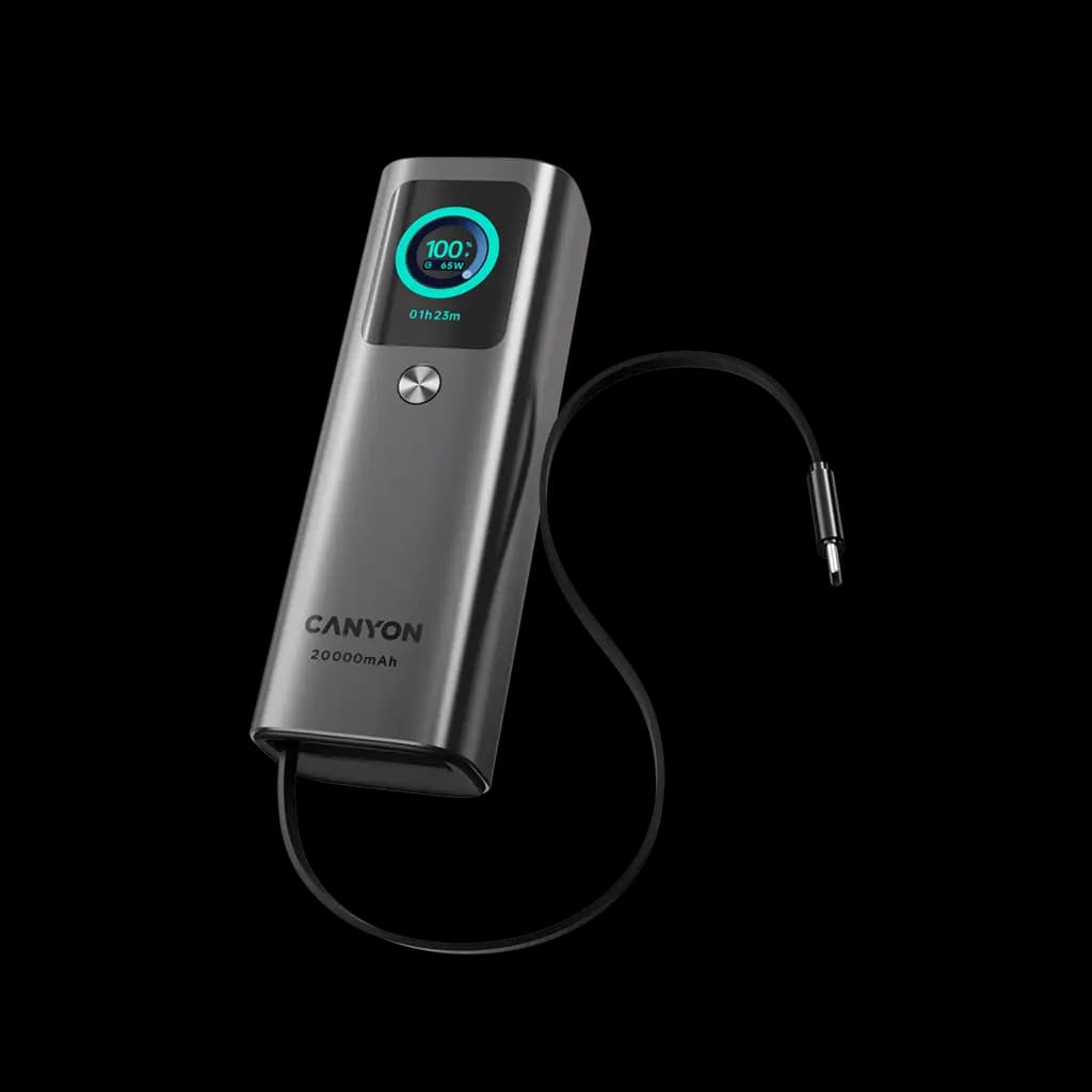 CANYON Built-in cable power bank OnPower 265 20000mAh 165W   Aluminium Dark grey
