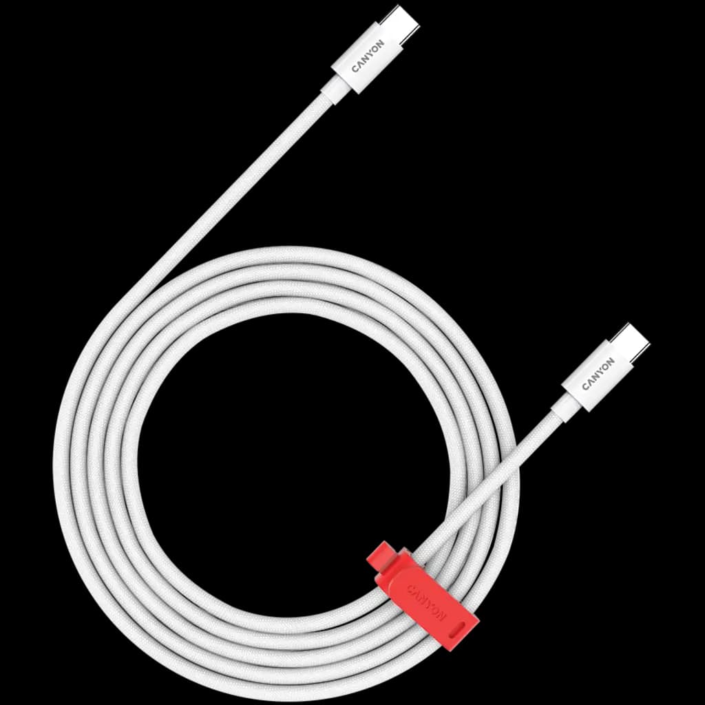 CANYON Kabel CC100AB C-C 100W Pleciony 1.2m Biały