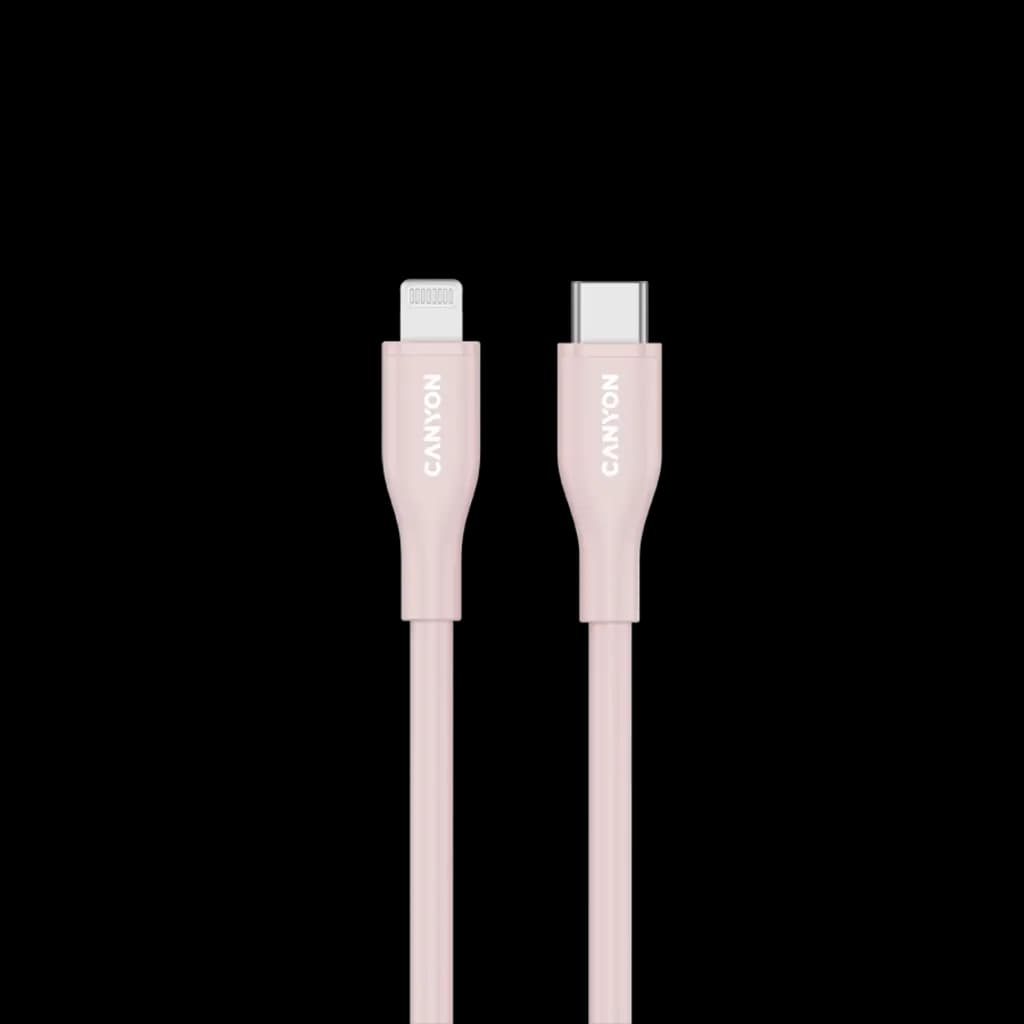 CANYON Kabel CLNM60 C-L 60W MFI 1m Silikonowy Różowy