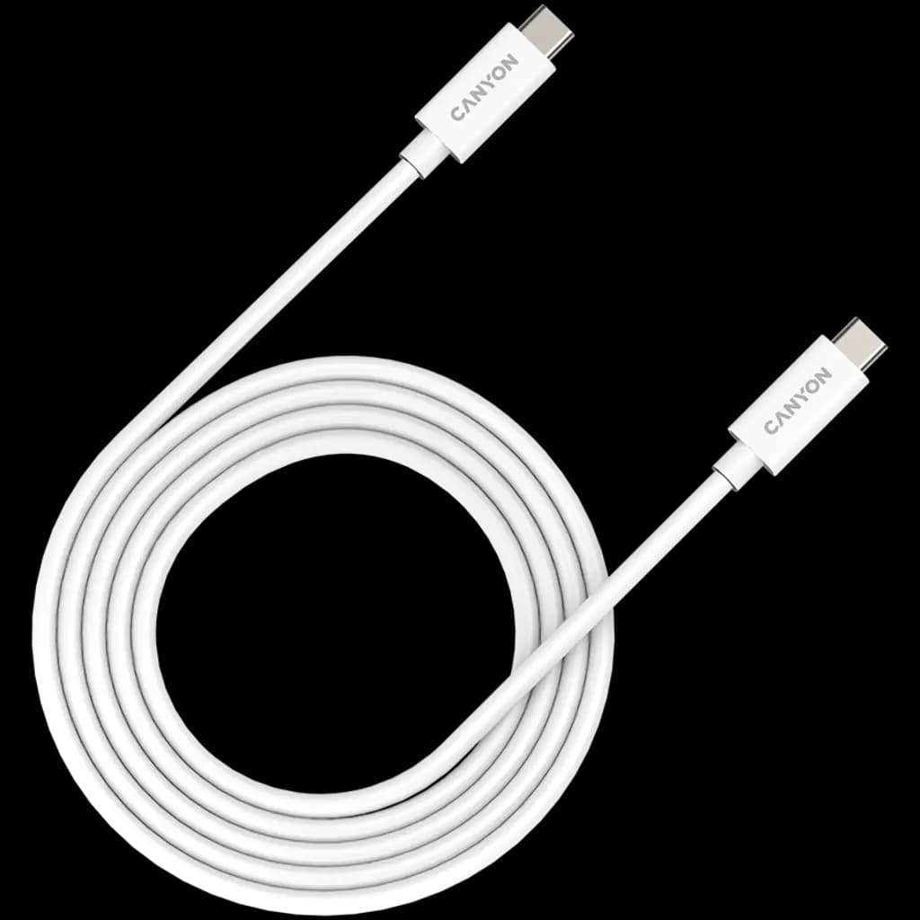 CANYON Kabel UC-42 USB-C do USB-C 240W 20Gbps 4k 2m Biały