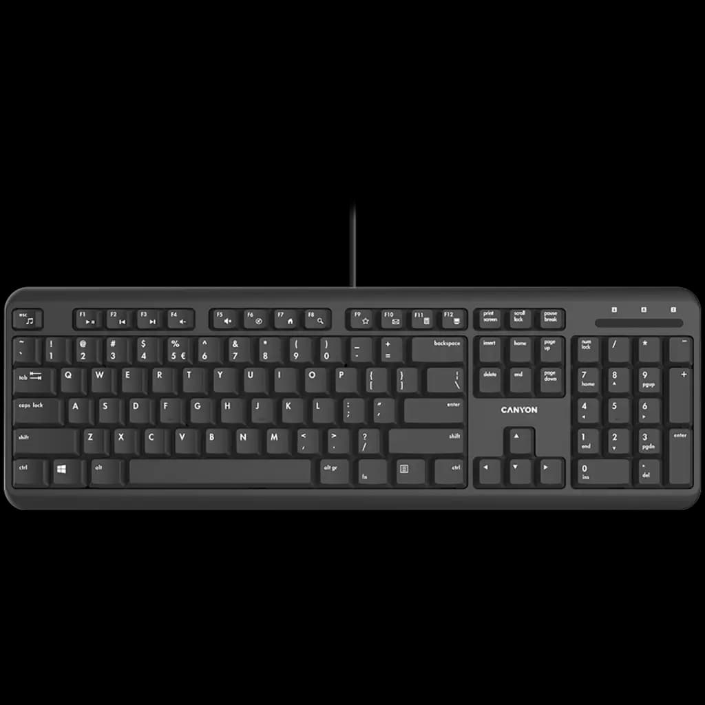 CANYON Klawiatura HKB-20 EN Velvet Przewodowa Czarna
