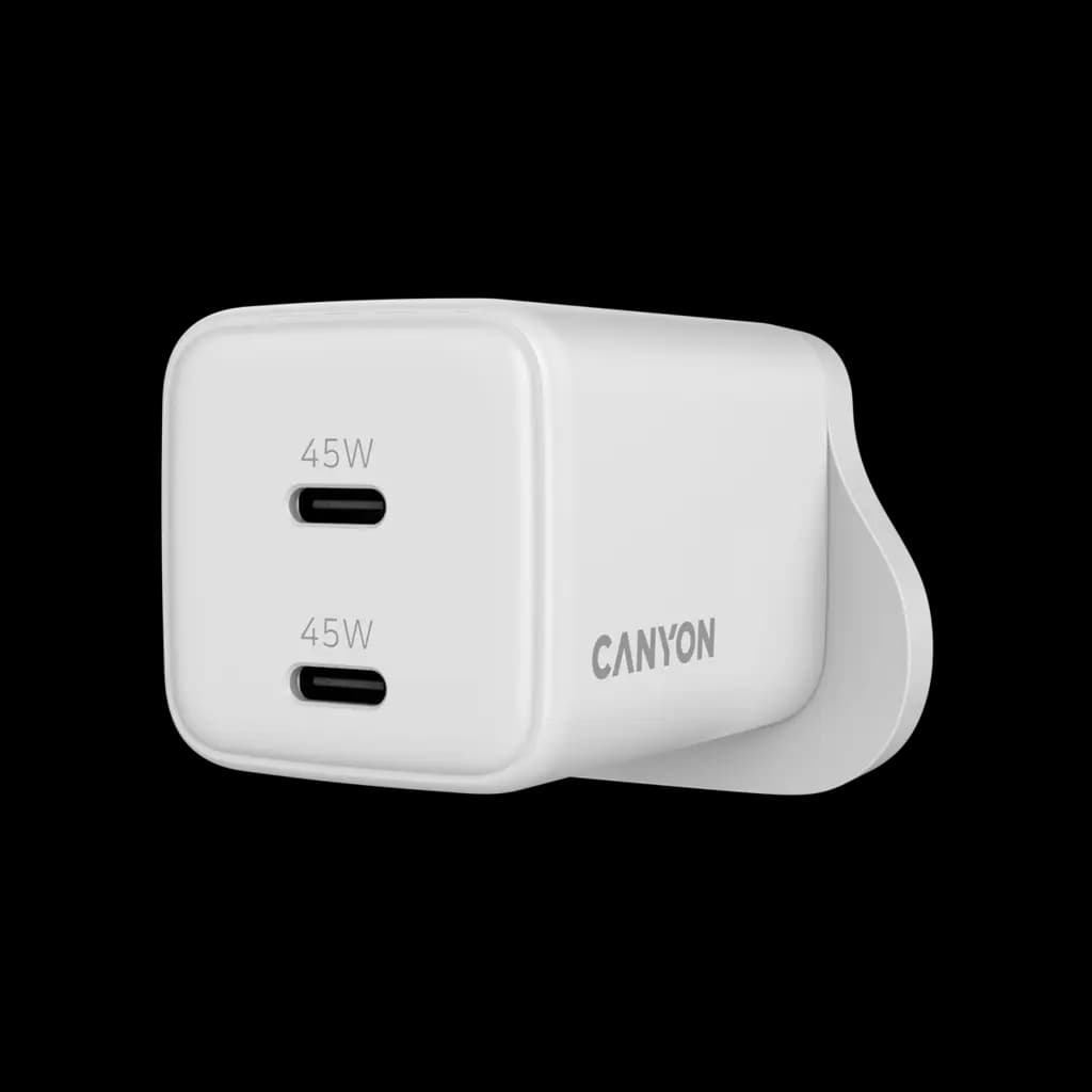 CANYON Ładowarka sieciowa CU45AC GaN 45W 2xPD UK Biała