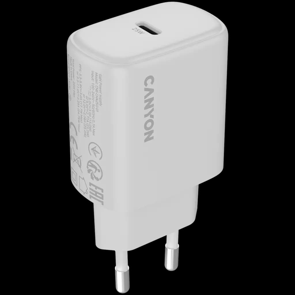 CANYON Ładowarka sieciowa OnCharge 250 25W 1xPD EU Biała