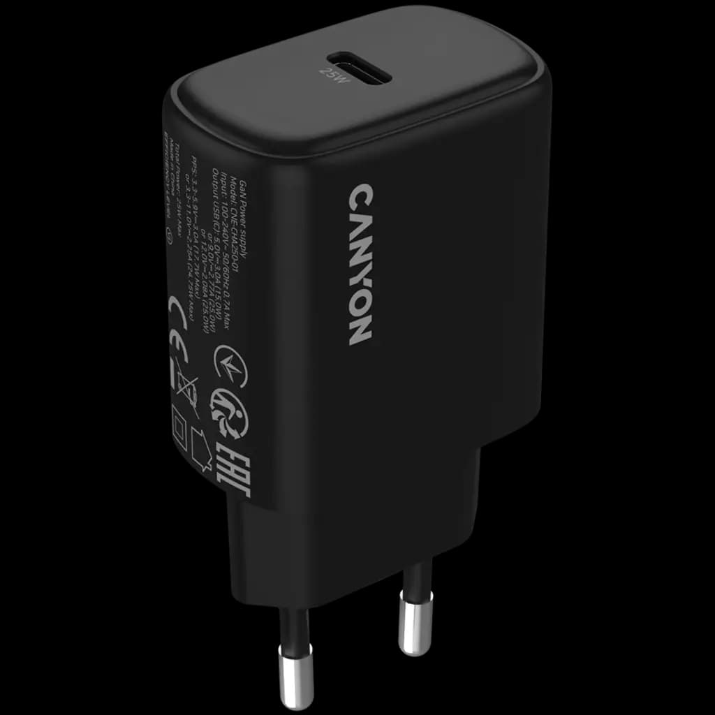 CANYON Ładowarka sieciowa OnCharge 250 25W 1xPD EU Czarna