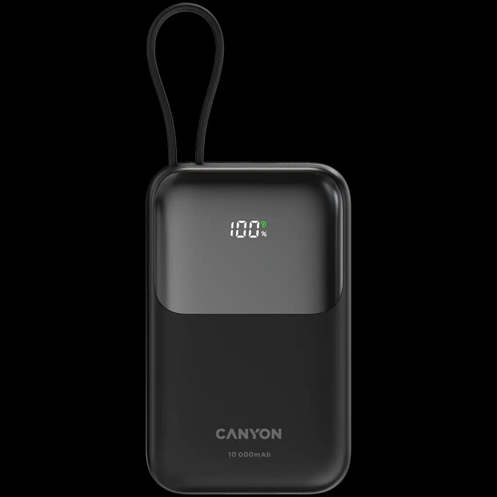 CANYON Powerbank OnPower 101 z kablem 10000 mAh PD22.5W Czarny