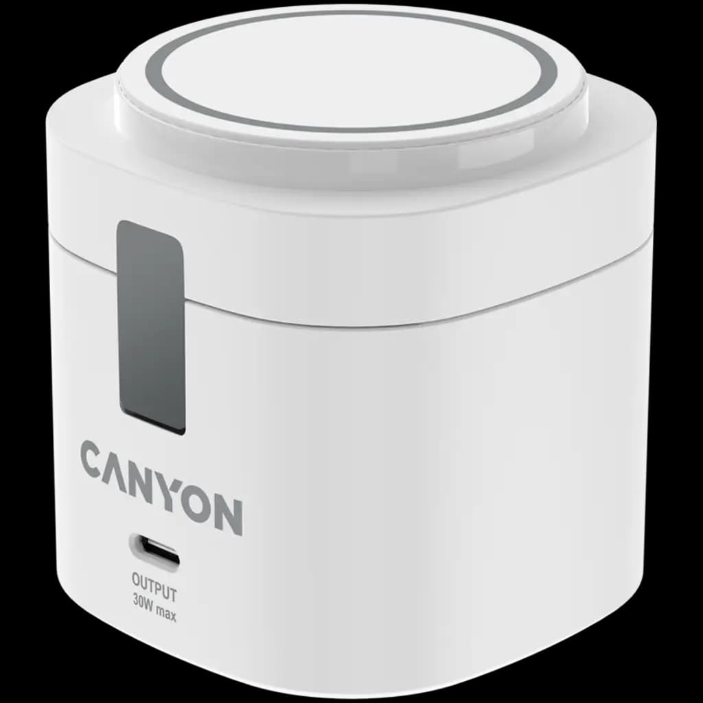 CANYON Stacja ładująca 4w1 bezprzew. 30W z ładowarką 65W biała