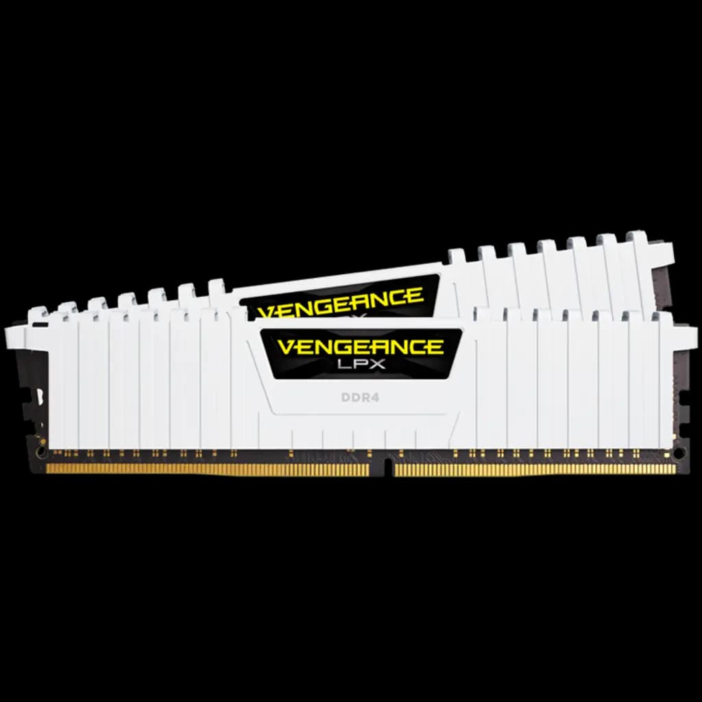CORSAIR DDR4, 3200MHz 32GB 2x16GB Dimm, Dual Rank, 16-20-20-38, XMP 2.0, Vengeance LPX White Heatspreader, Black PCB, 1.35V