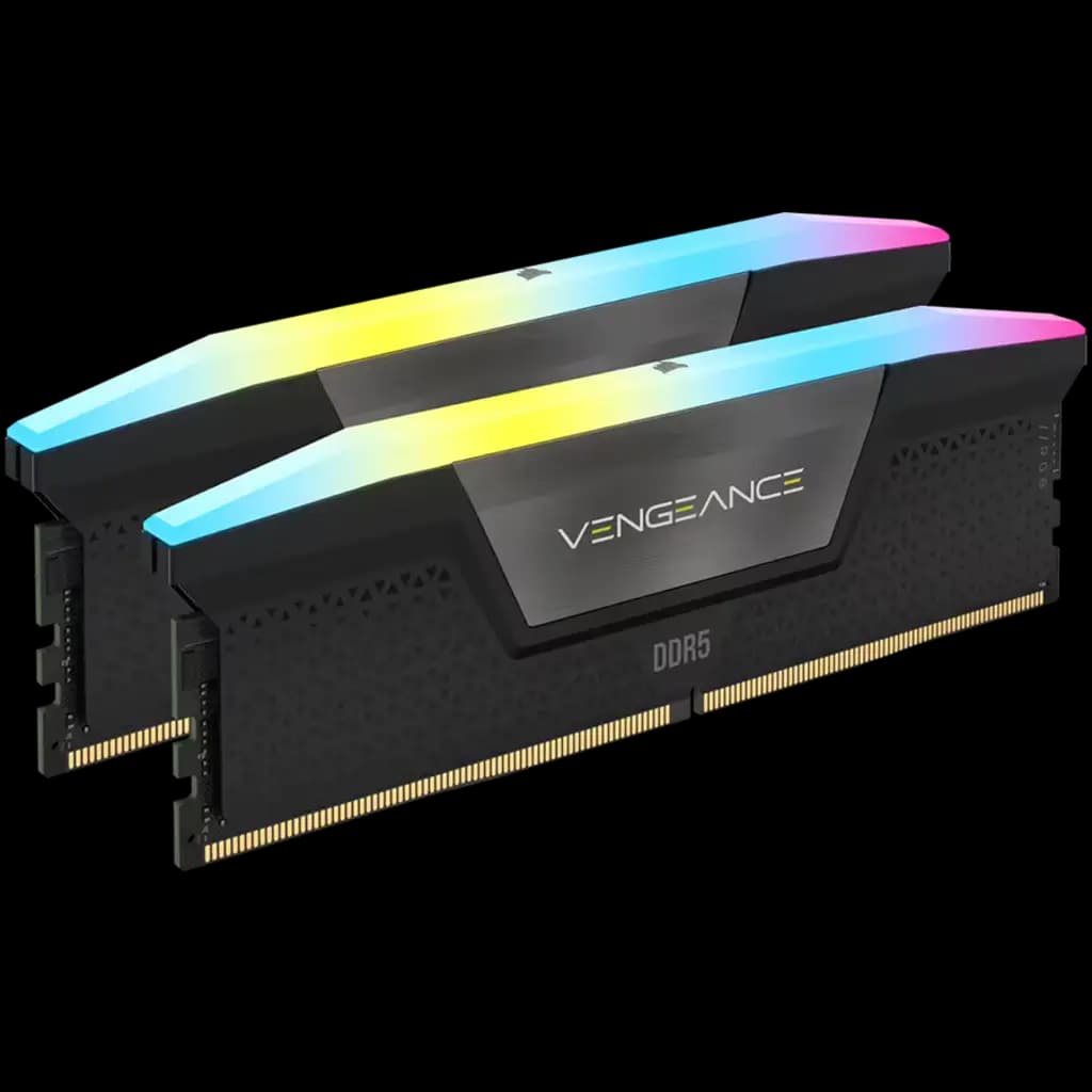 CORSAIR DDR5, 5200MT/s 48GB 2x24GB DIMM, 38-38-38-84, XMP 3.0, VENGEANCE RGB DDR5 Black Heatspreader, RGB LED, 1.25V
