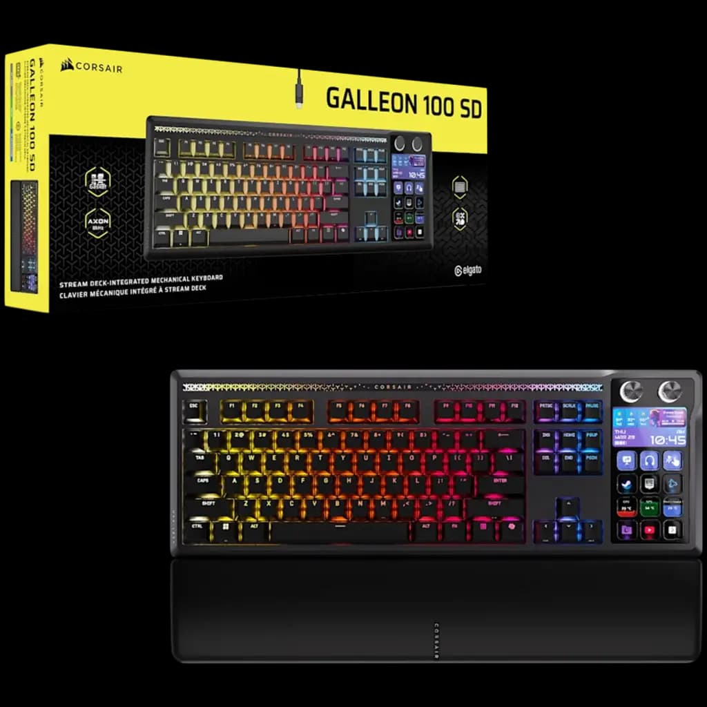 CORSAIR GALLEON 100 SD RGB Mechanical Gaming Keyboard, Backlit RGB LED, CORSAIR MLX Pulse, Black, Black PBT Keycaps