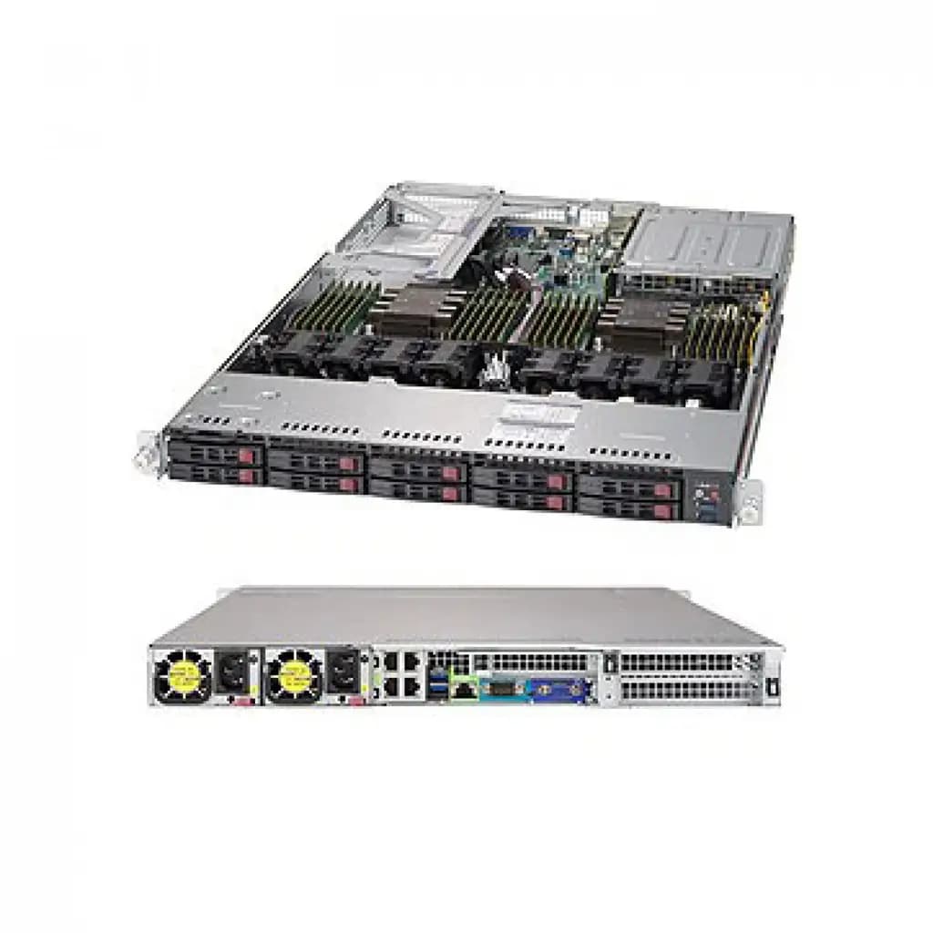 SUPERMICRO1U Ultra, 10 Hot-swap 2.5'' drive bays (2 NVMe opt.) w/ 2 Xeon