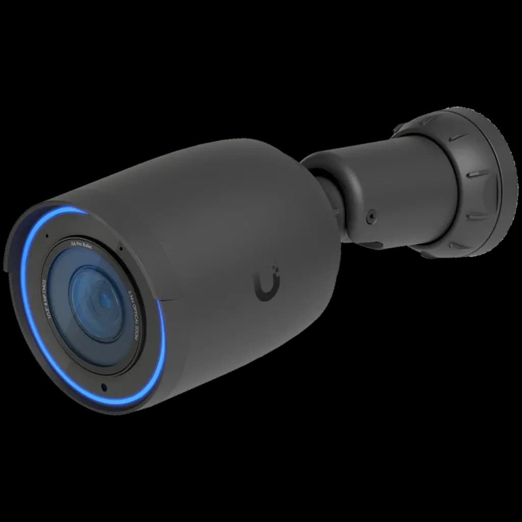 UBIQUITI UVC-G6-Pro-Bullet-B All-weather 4K PoE+ camera with a Multi-TOPS AI engine, 2.36x optical zoom, and a large 1/1.2" CMOS sensor for exceptional low-light clarity and long-range IR night vision