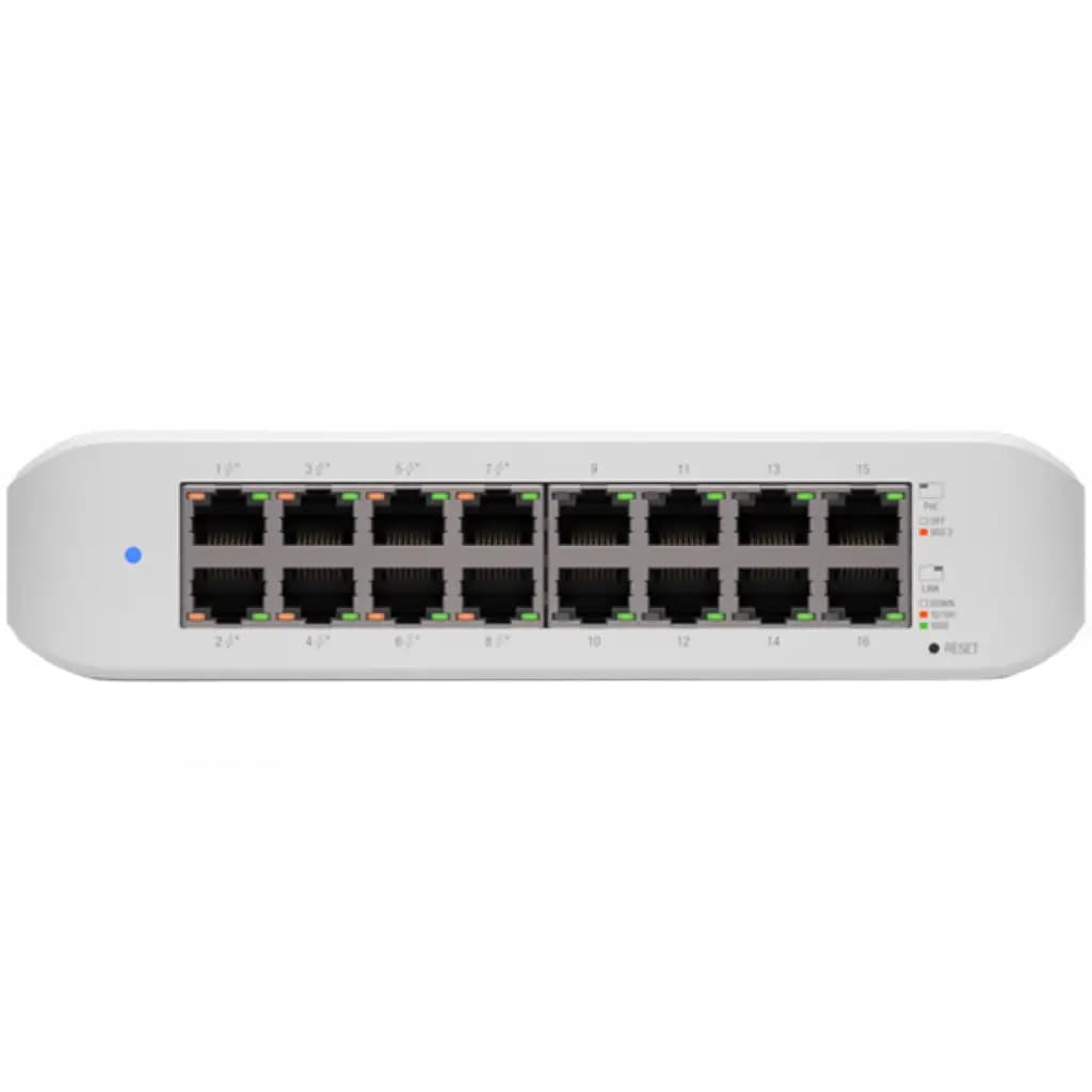 UBIQUITI UniFi Switch Lite 16 PoE; (8) GbE PoE+, (8) GbE, 45W