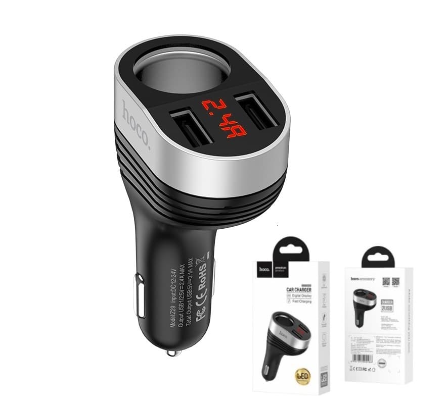 ładowarka samochodowa 2 x USB hoco gniazdo zapalniczki