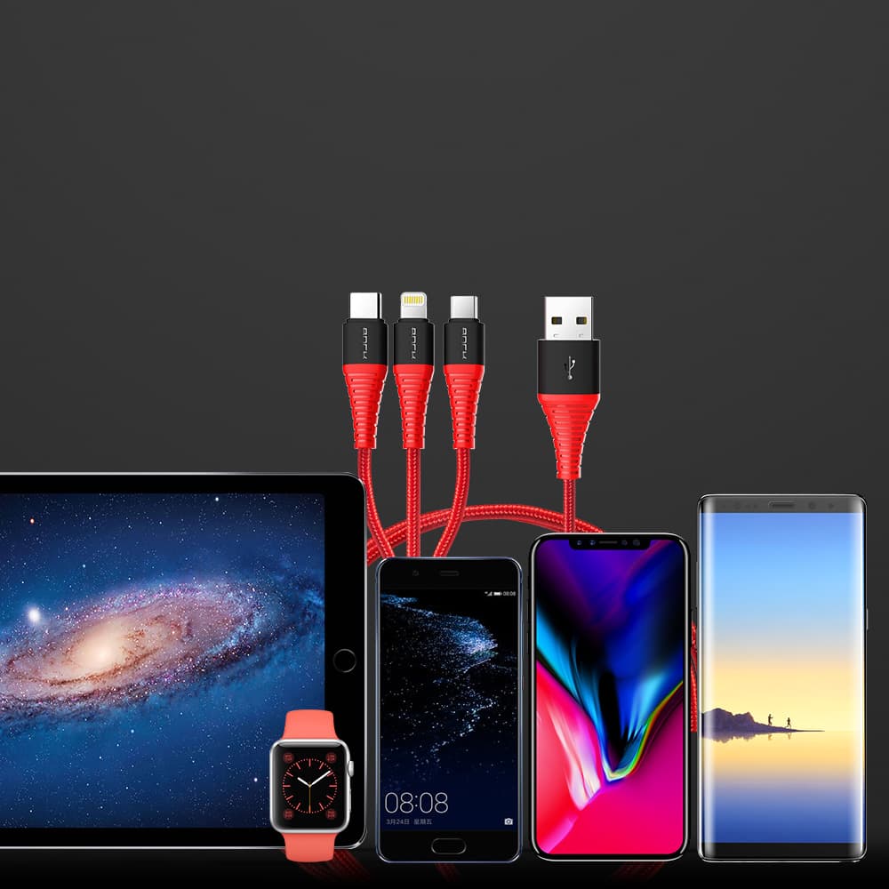 kabel USB 3w1 rock iphone micro USB typ C