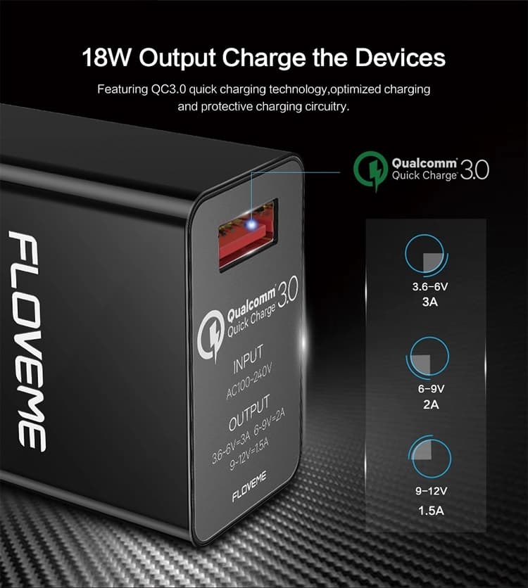 ładowarka sieciowa do telefonu floveme qc 3.0